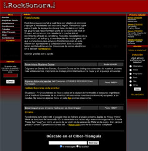 RockSonora primer version de sitio Web